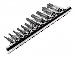 JTC-3902 Набор головок торцевых c насадкой TORX с отверстием 1/4-3/8 TORX Т10Н-Т60Н 11 предметов JTC